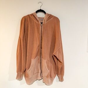 Aerie Tan Zip-Up Hoodie